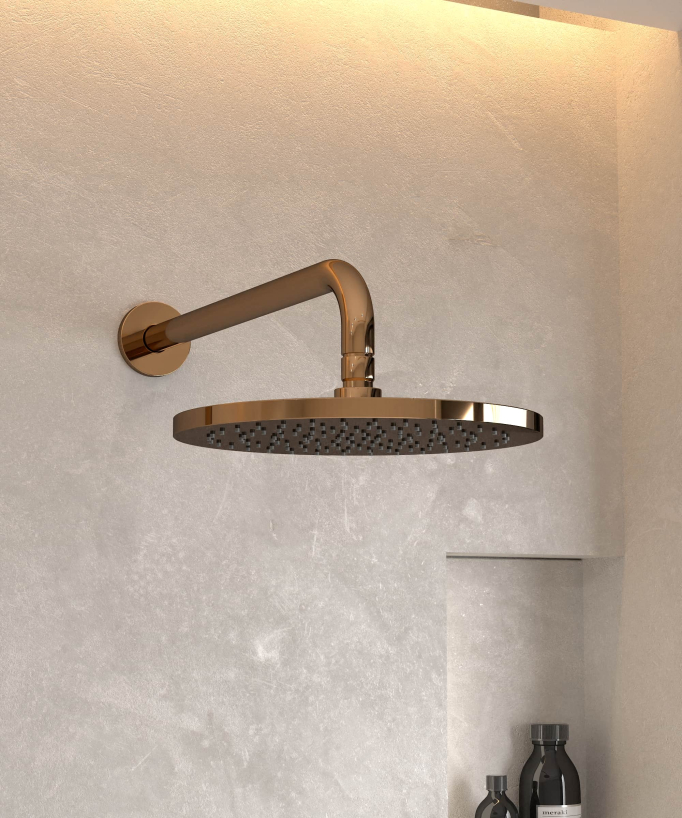 Kit douche encastrable moderne jet de pluie Or rose - Corbeau