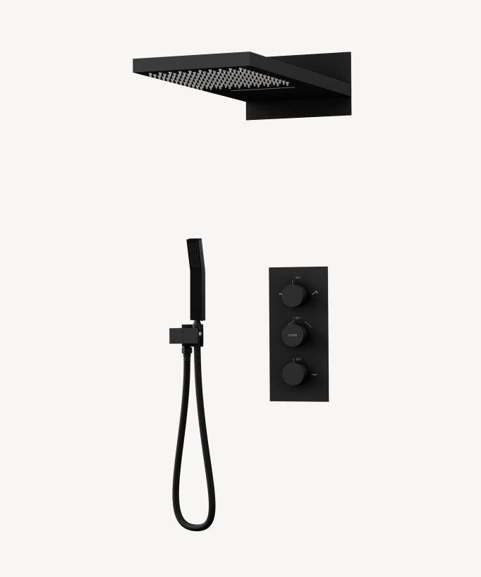 Colonne de douche encastrable thermostatique avec pommeau double fonction pluie et cascade - Sirius