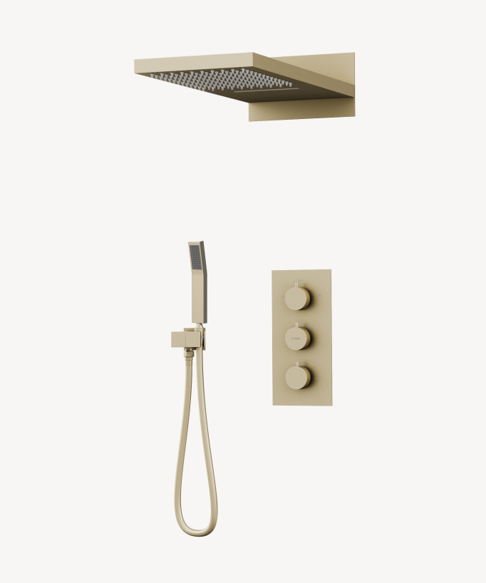 Colonne de douche encastrable thermostatique avec pommeau double fonction pluie et cascade - Sirius