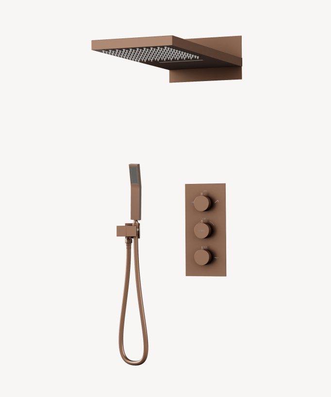 Colonne de douche encastrable thermostatique avec pommeau double fonction pluie et cascade - Sirius
