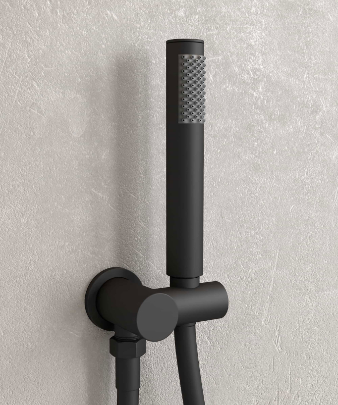 Colonne de douche encastrée thermostatique pommeau pluie anti calcaire Noir - Corbeau
