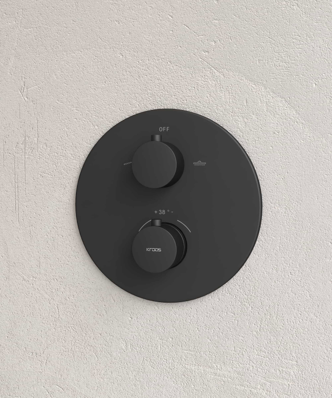 Colonne de douche encastrée thermostatique pommeau pluie anti calcaire Noir - Corbeau