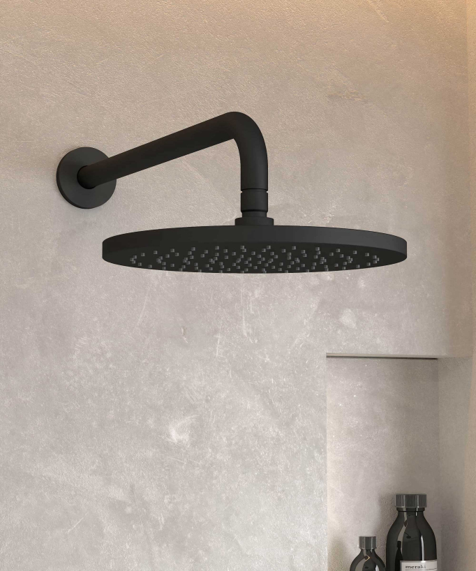 Colonne de douche encastrée thermostatique pommeau pluie anti calcaire Noir - Corbeau