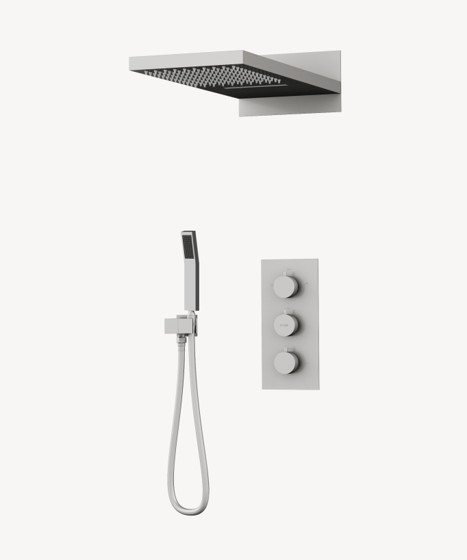 Colonne de douche encastrable thermostatique avec pommeau double fonction pluie et cascade - Sirius