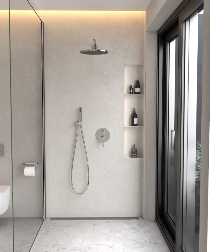 Kit douche encastrable moderne jet de pluie Chromé - Corbeau