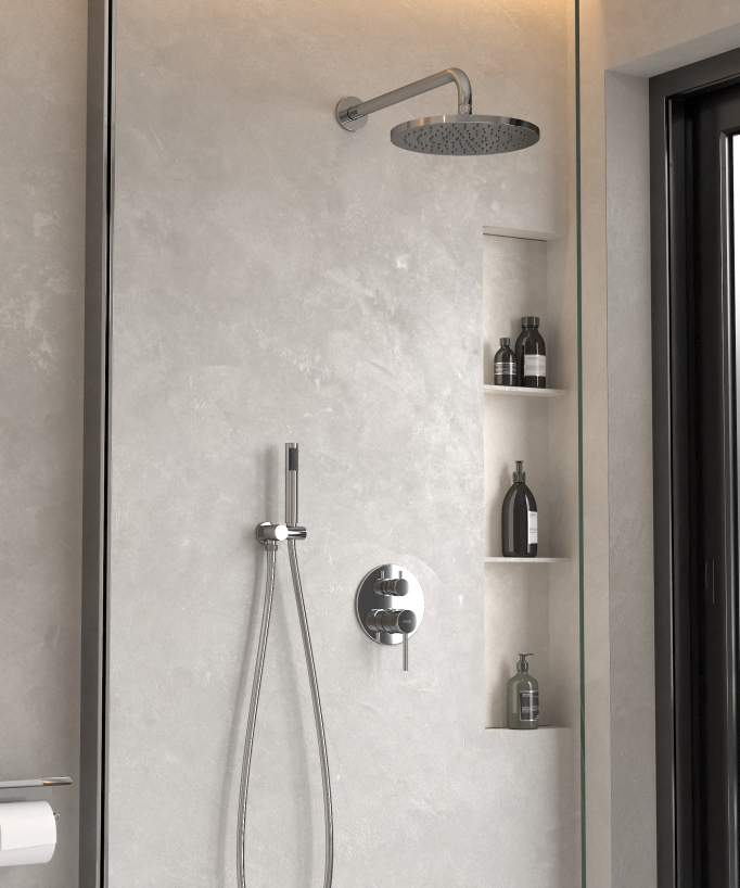Kit douche encastrable moderne jet de pluie Chromé - Corbeau