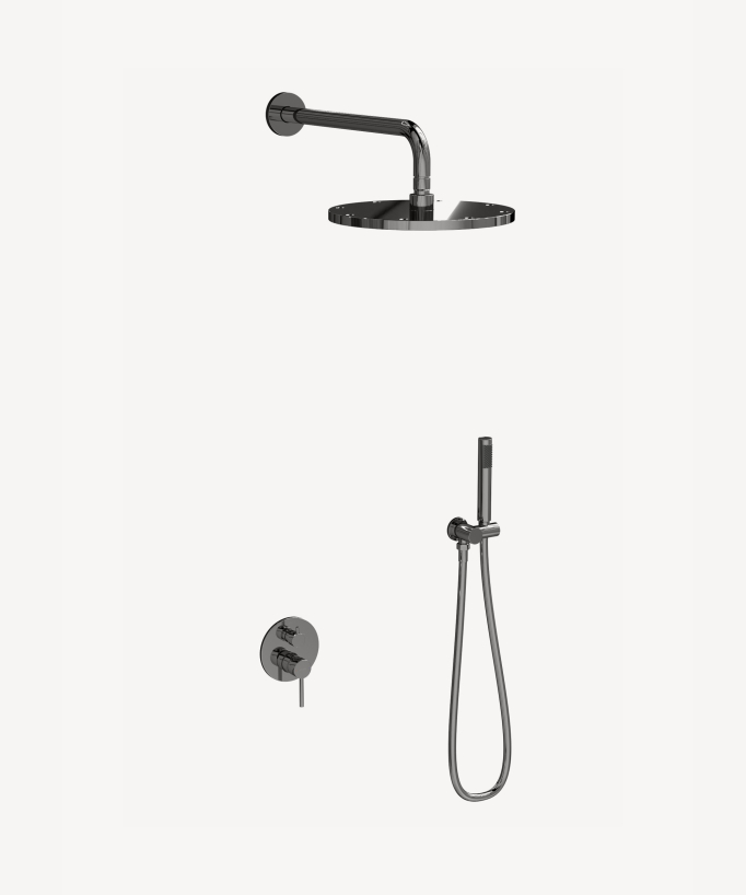 Kit douche encastrable moderne jet de pluie Chromé - Corbeau