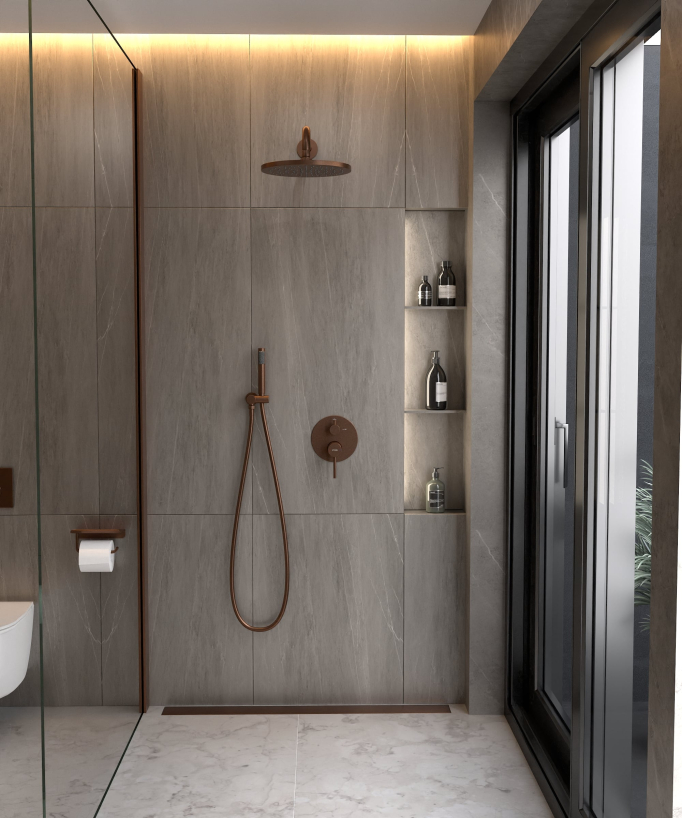 Kit douche encastrable moderne jet de pluie - Corbeau