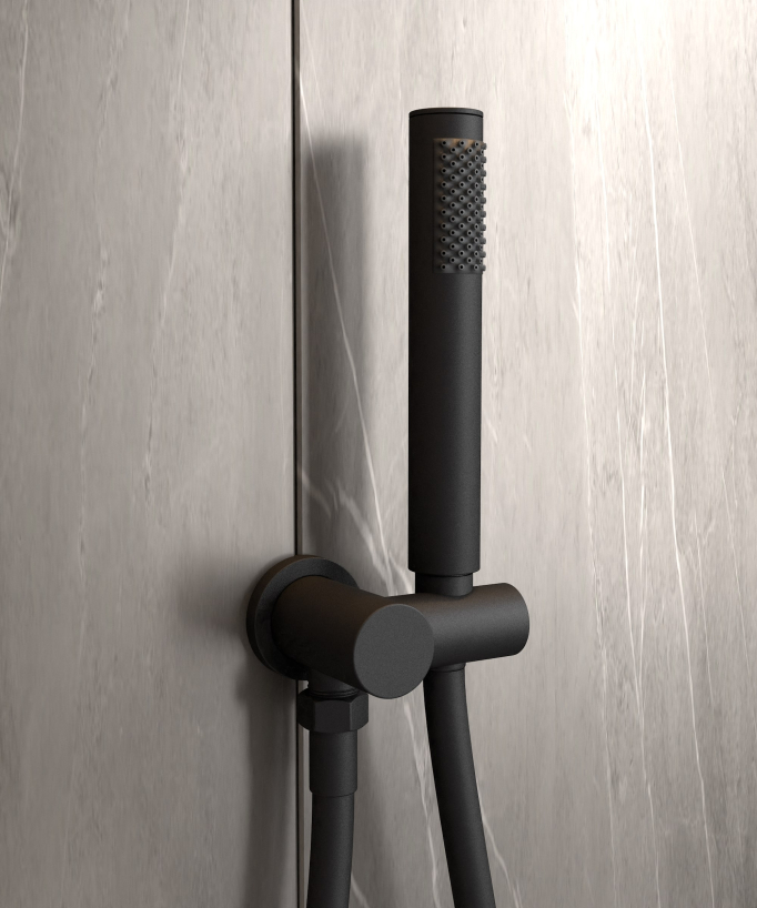 Kit douche encastrable moderne jet de pluie Noir - Corbeau