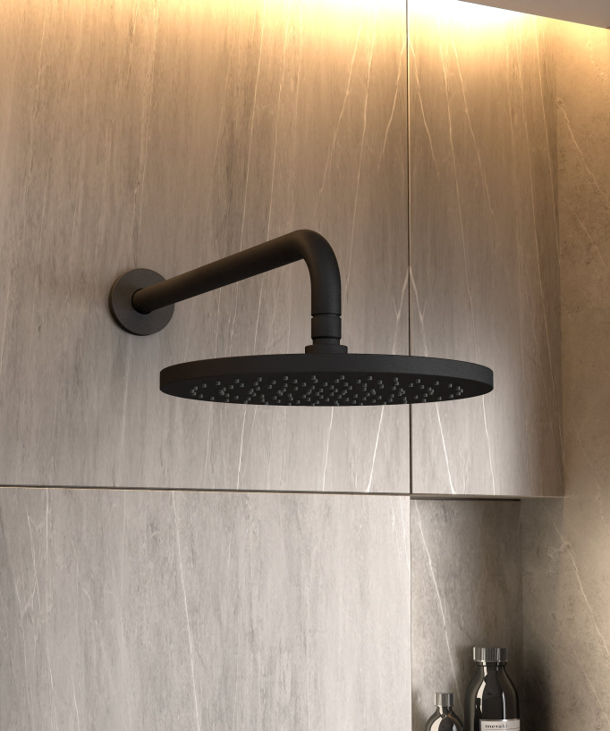 Kit douche encastrable moderne jet de pluie Noir - Corbeau