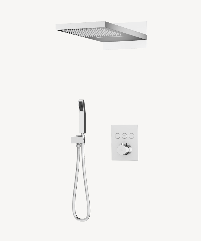 Colonne de douche thermostatique encastrable 3 fonctions : douchette, jet de pluie, cascade - Sirius
