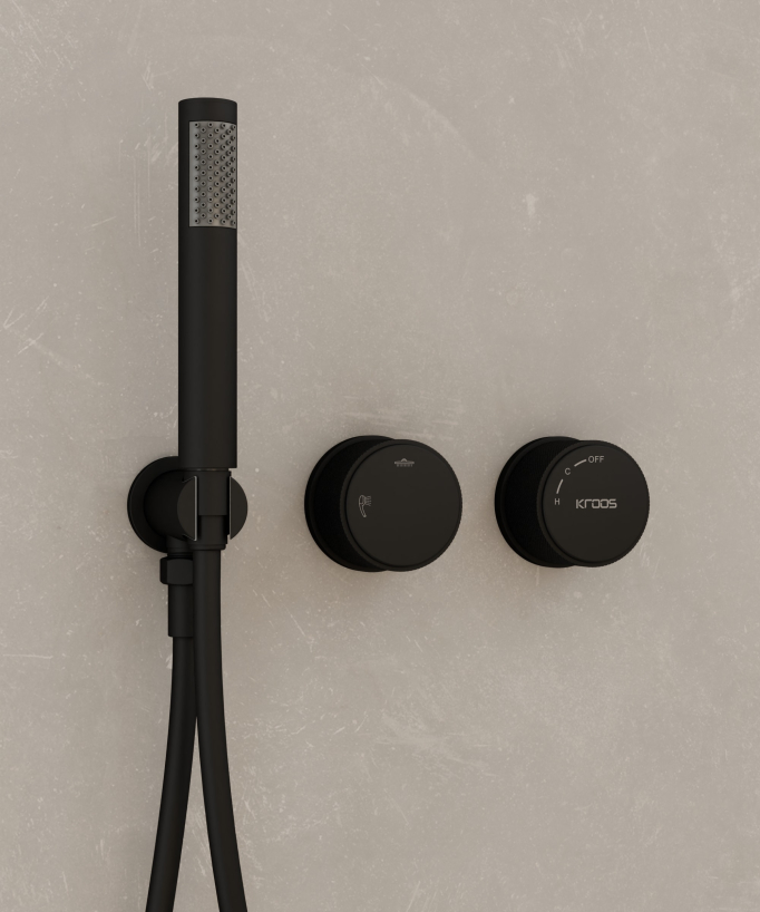 Pack douche encastré Noir sans réglage de débit - Leros