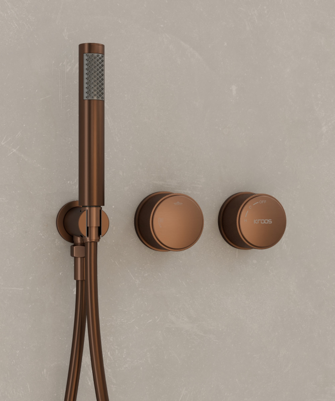Pack douche encastré Or rose brossé sans réglage de débit - Leros