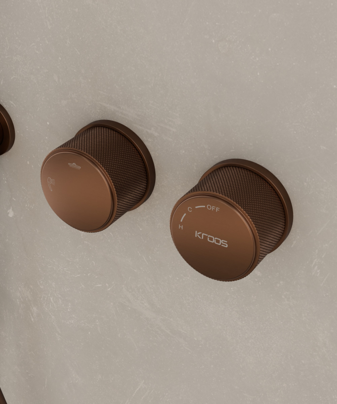 Pack douche encastré Or rose brossé sans réglage de débit - Leros