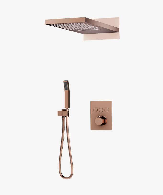 Colonne de douche thermostatique encastrable 3 fonctions : douchette, jet de pluie, cascade - Sirius