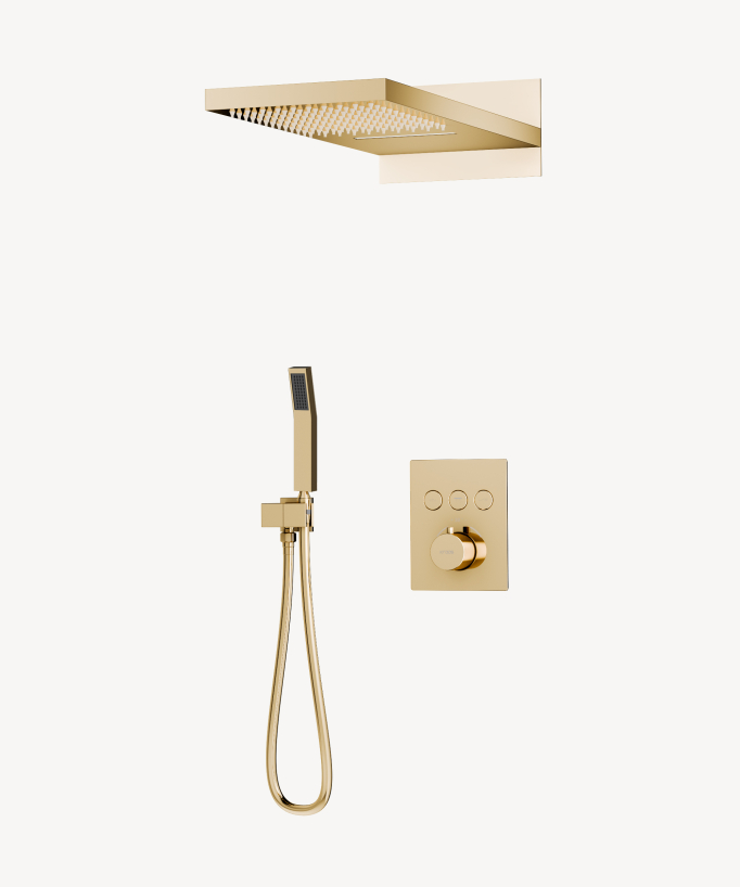 Colonne de douche thermostatique encastrable 3 fonctions : douchette, jet de pluie, cascade - Sirius