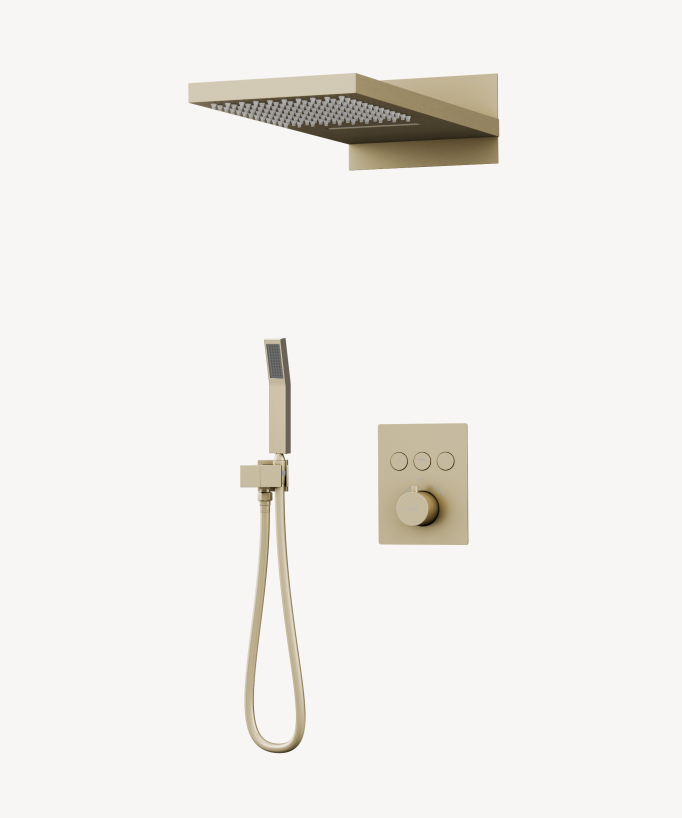 Colonne de douche thermostatique encastrable 3 fonctions : douchette, jet de pluie, cascade - Sirius
