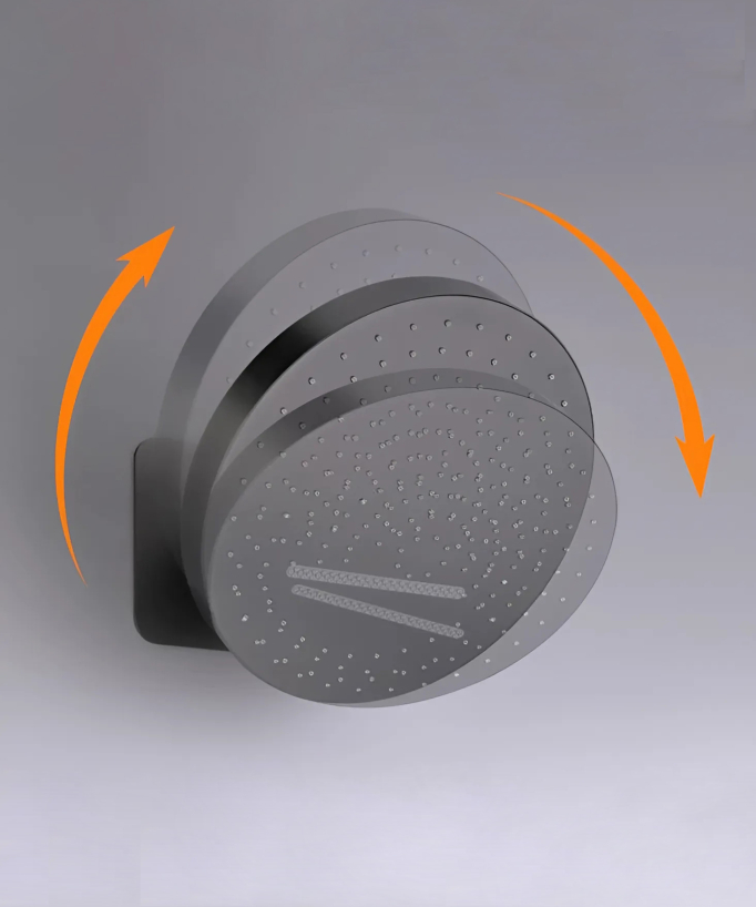Pack mitigeur de douche encastrée pommeau pluie et cascade - Gun métal