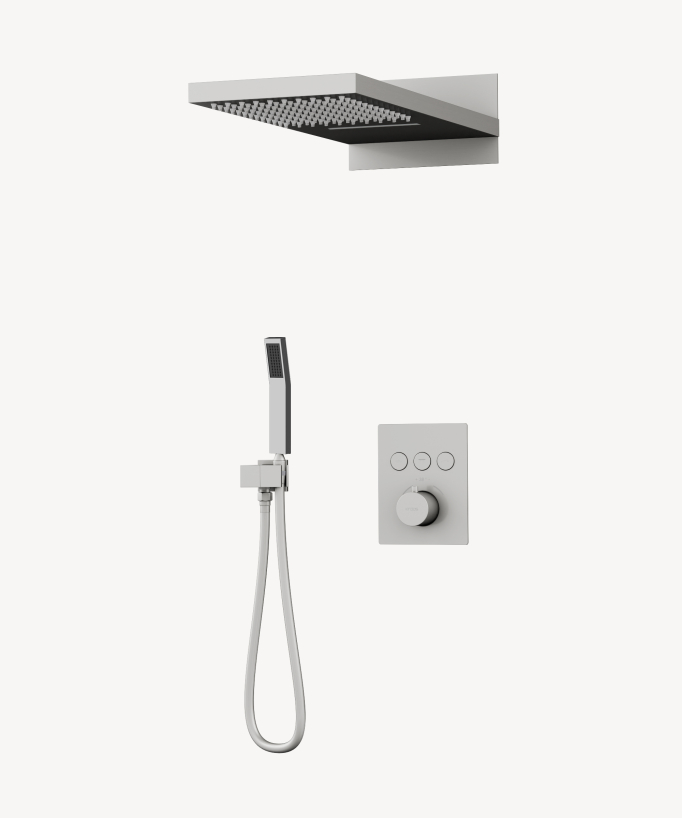 Colonne de douche thermostatique encastrable 3 fonctions : douchette, jet de pluie, cascade - Sirius