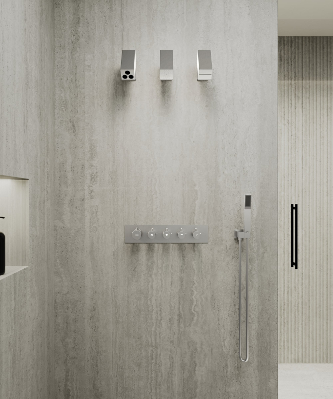 Pack mitigeur thermostatique multi-fonctions avec pommeau orientable - Sirius