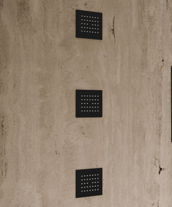 Ciel de douche thermostatique encastré au plafond 500 mm, 3 jets de corps Noir - Sirius