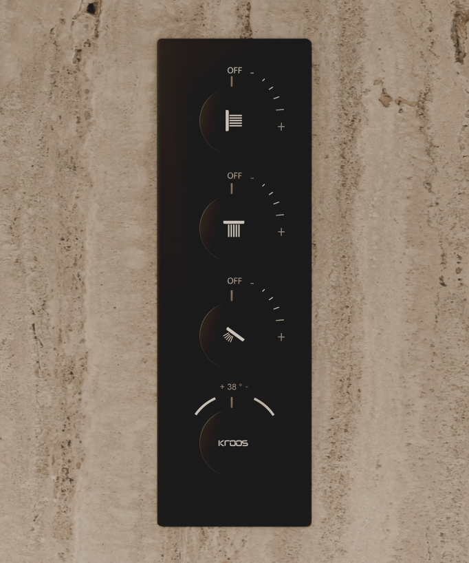Ciel de douche thermostatique encastré au plafond 500 mm, 3 jets de corps Noir - Sirius