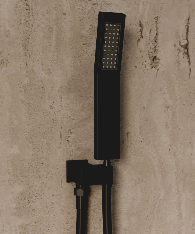 Ciel de douche thermostatique encastré au plafond 500 mm, 3 jets de corps Noir - Sirius