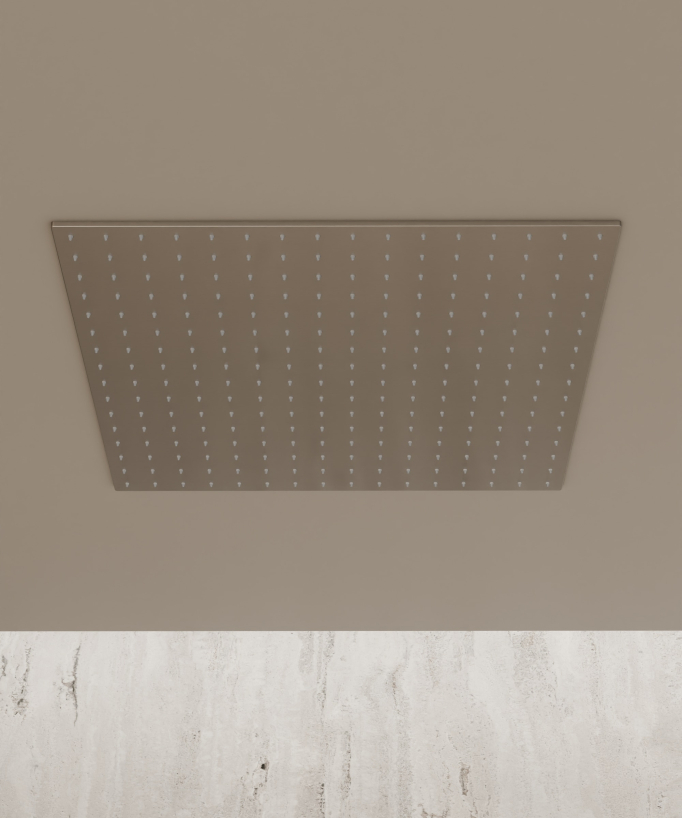 Ciel de douche thermostatique encastré au plafond 500 mm, 3 jets de corps Nickel brossé - Sirius