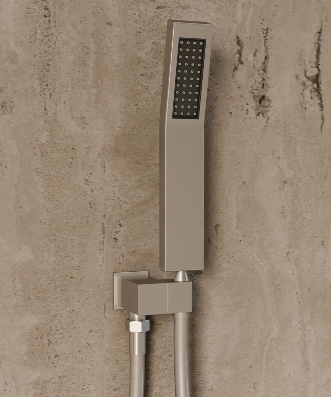 Ciel de douche thermostatique encastré au plafond 500 mm, 3 jets de corps Nickel brossé - Sirius