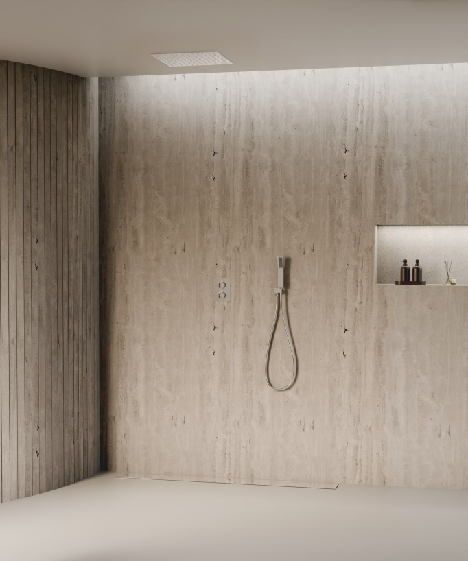 Système de douche thermostatique encastré au plafond - Chromé