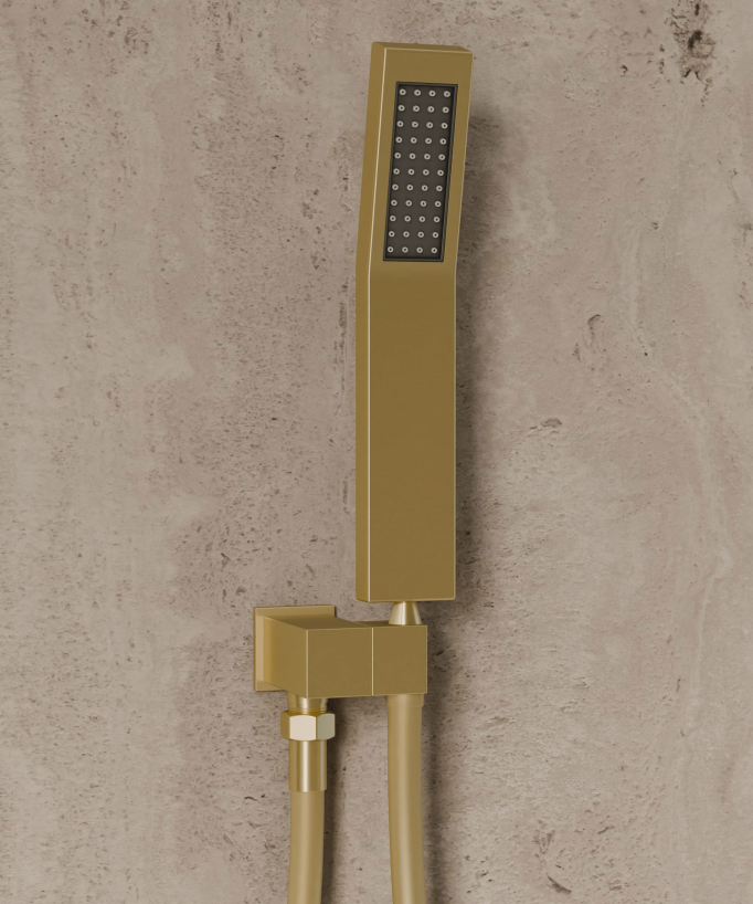 Système de douche thermostatique encastré au plafond - Doré brossé