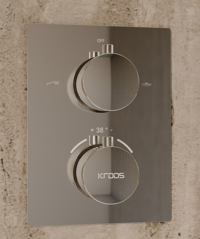 Système de douche thermostatique encastré au plafond - Chromé