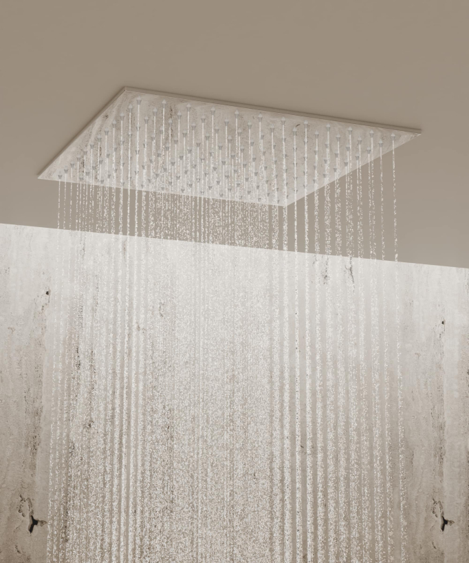 Système de douche thermostatique encastré au plafond - Chromé