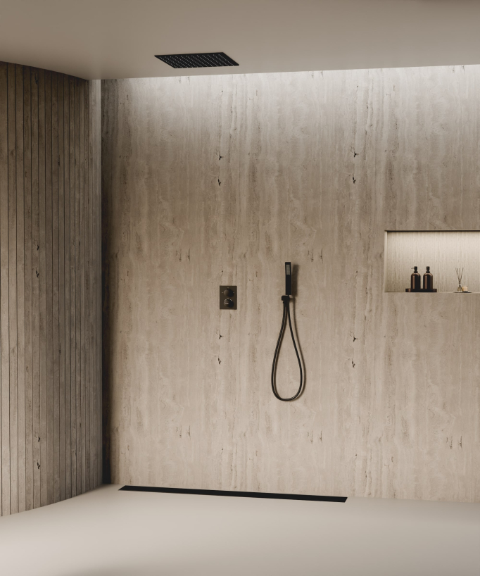 Système de douche thermostatique encastré au plafond - Noir