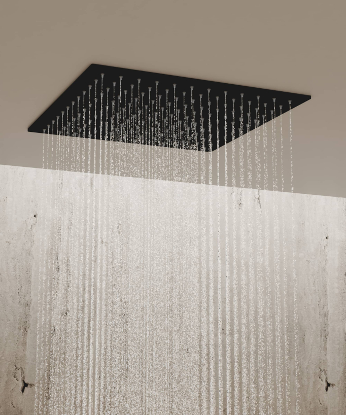 Système de douche thermostatique encastré au plafond - Noir