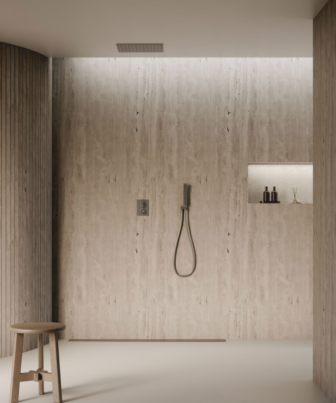 Système de douche thermostatique encastré au plafond - Gun métal
