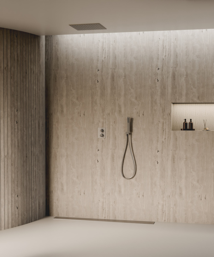 Système de douche thermostatique encastré au plafond - Gun métal