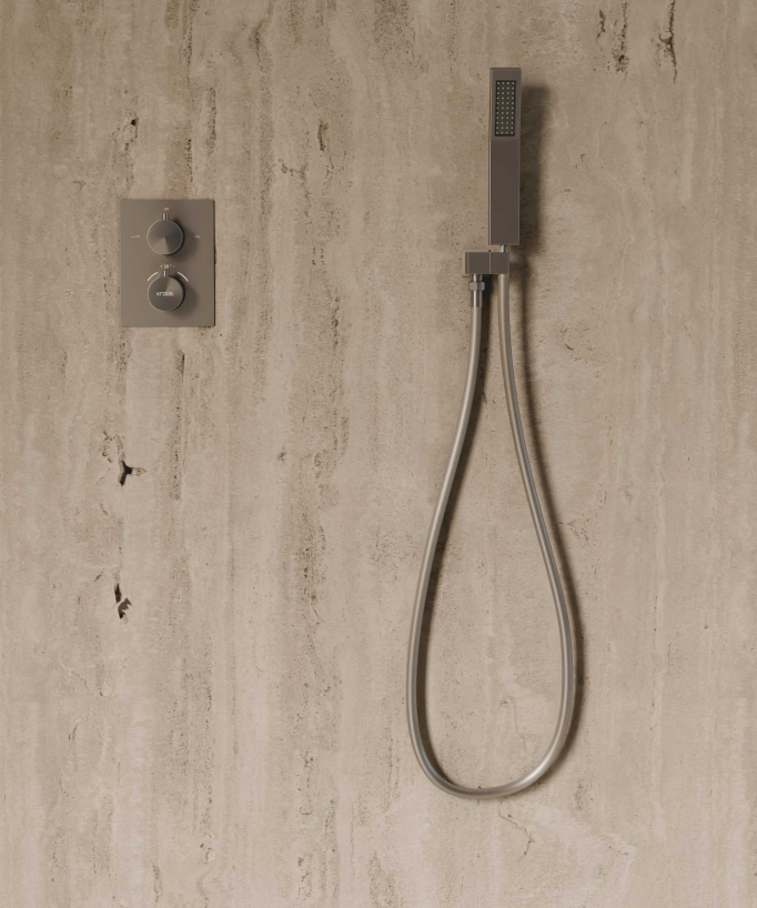Système de douche thermostatique encastré au plafond - Gun métal