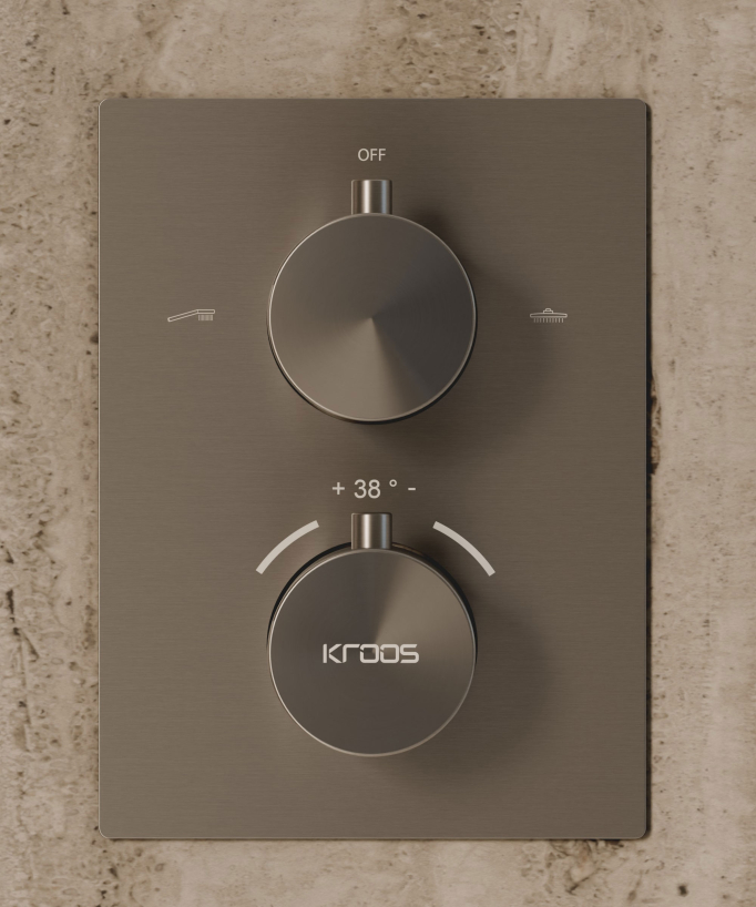 Système de douche thermostatique encastré au plafond - Gun métal