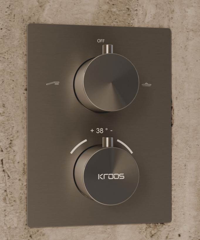 Système de douche thermostatique encastré au plafond - Gun métal