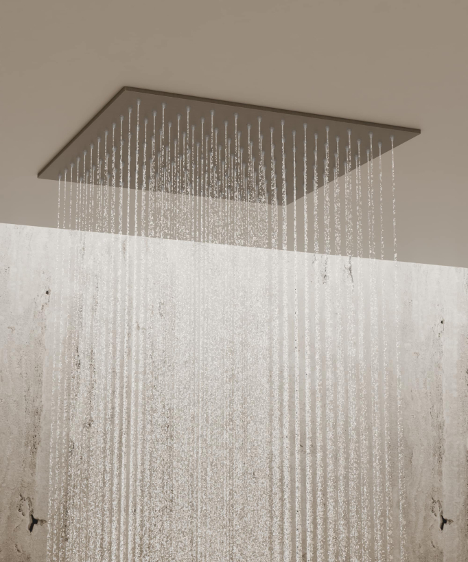 Système de douche thermostatique encastré au plafond - Gun métal