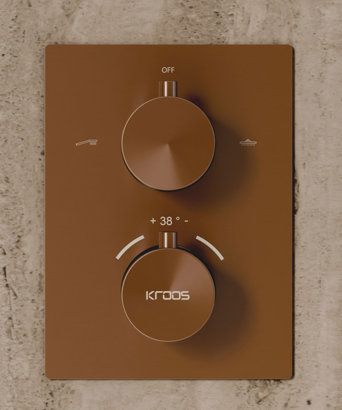 Système de douche thermostatique encastré au plafond - Or rose brossé