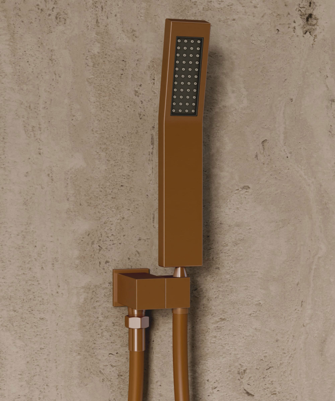 Système de douche thermostatique encastré au plafond - Or rose brossé