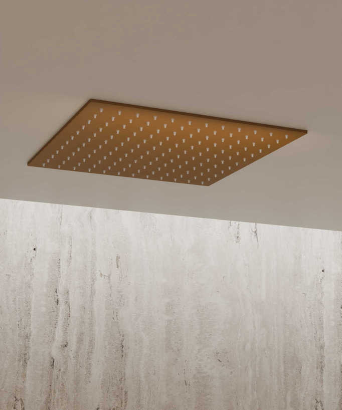 Système de douche thermostatique encastré au plafond - Or rose brossé