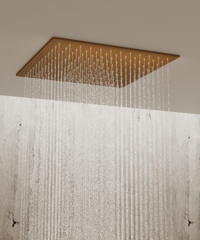 Système de douche thermostatique encastré au plafond - Or rose brossé