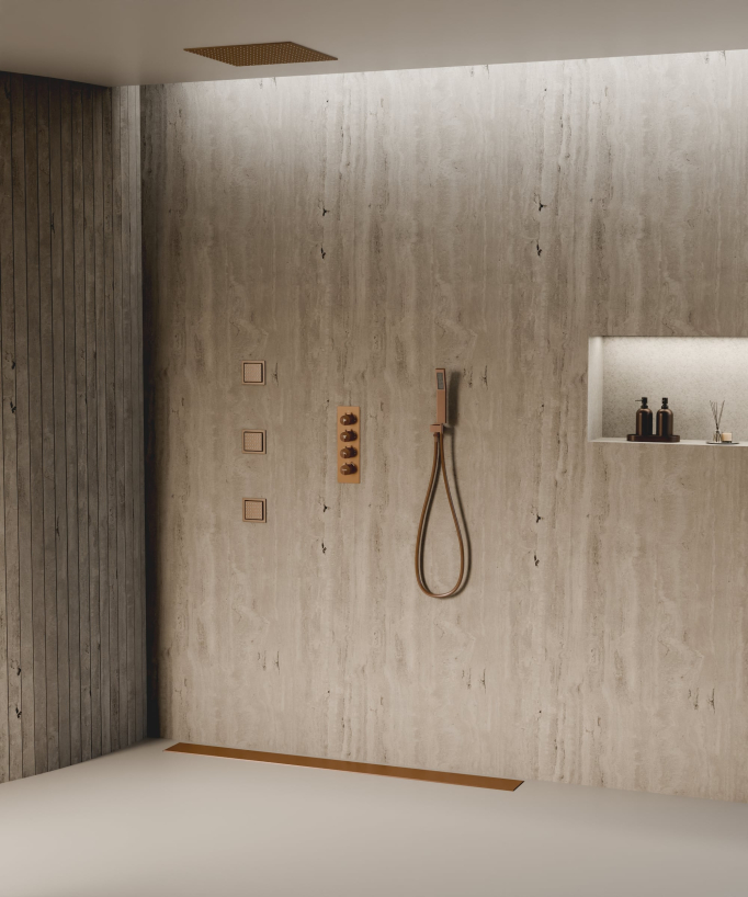 Ciel de douche thermostatique encastré au plafond 500 mm, 3 jets de corps Sirius