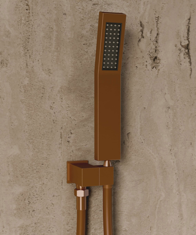 Ciel de douche thermostatique encastré au plafond 500 mm, 3 jets de corps Or rose brossé - Sirius