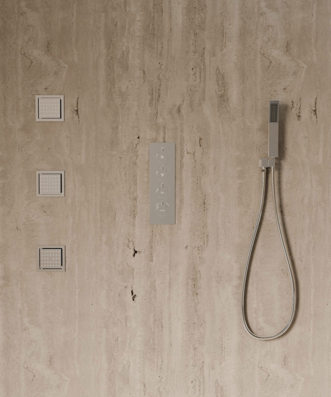 Ciel de douche thermostatique encastré au plafond 500 mm, 3 jets de corps Chromé - Sirius