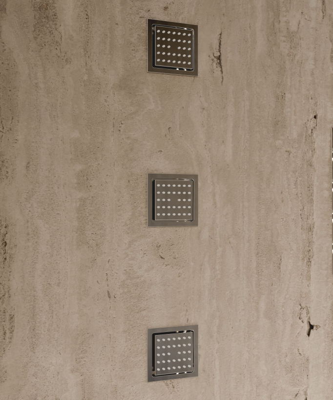 Ciel de douche thermostatique encastré au plafond 500 mm, 3 jets de corps Chromé - Sirius