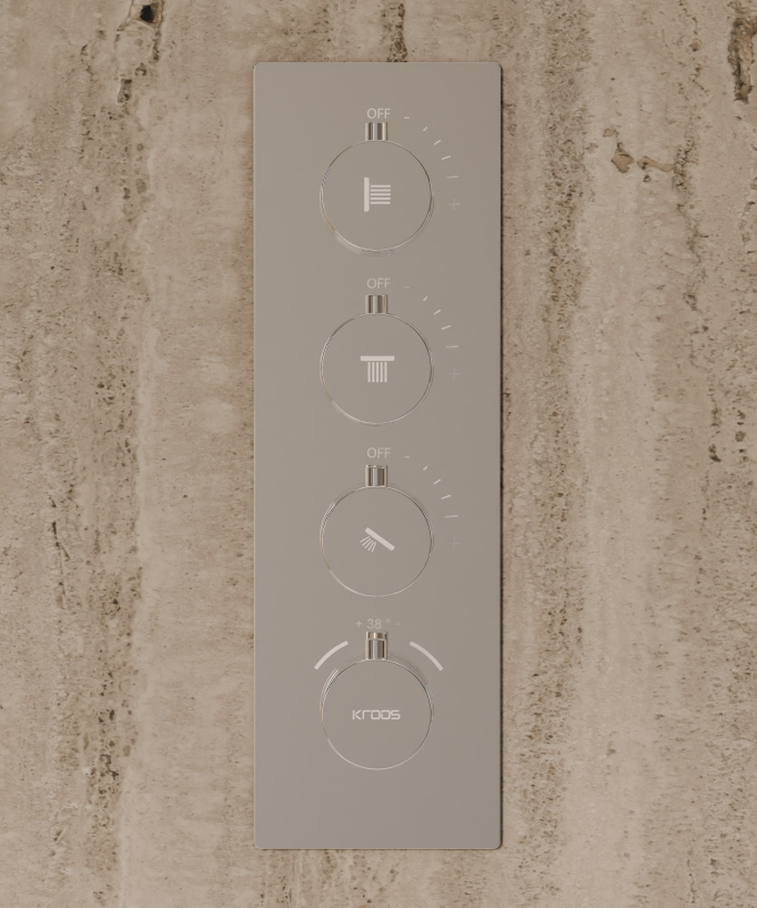 Ciel de douche thermostatique encastré au plafond 500 mm, 3 jets de corps Chromé - Sirius